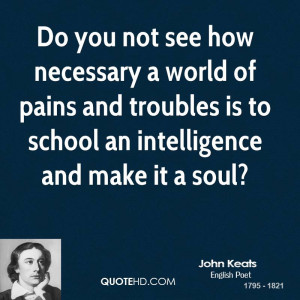 Do you not see how necessary a world of pains and troubles is to ...