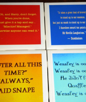 Harry Potter Quotes Wall Art or Ceramic Tile Coaster Set of 6