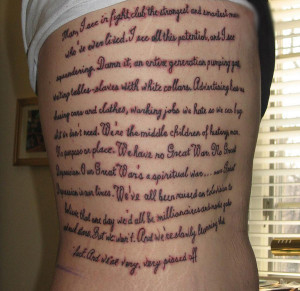 quote tattooed all over the ribcage it s a famous quote by tyler ...
