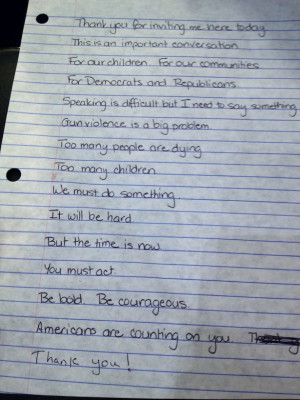 Handwritten Notes for Gabrielle Giffords's Testimony to the Senate ...