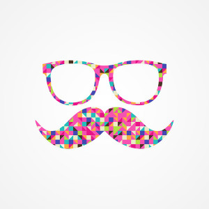 Funny Girly Pink Abstract Mustache Hipster Glasses Art Print