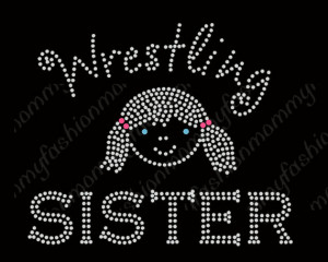Wrestling sister - happy girl Rhinestone Transfer Iron On Applique ...
