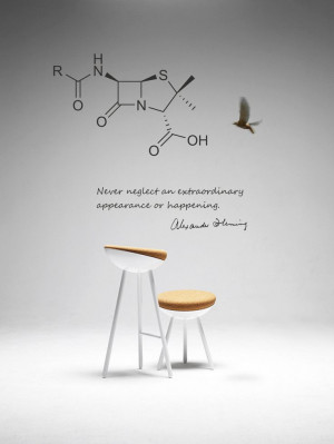 Science art biology Fleming quote and penicillin molecule vinyl wall ...