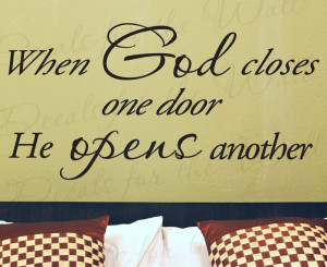 God Opens Doors Religious Wall Decal Quote