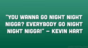 ... night night nigga? Everybody go night night nigga!” – Kevin Hart
