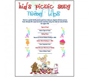 Picnic Mad Libs Song Game For Kids - buy at Python