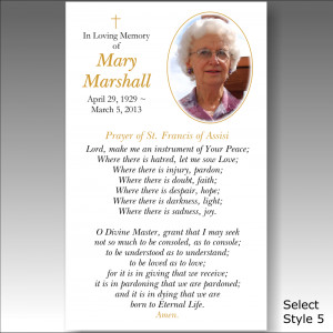 Funeral Prayer Card Holy