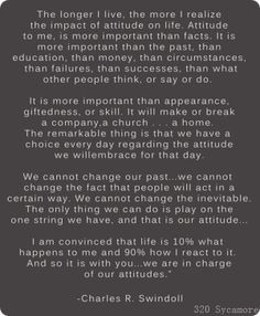 This is not in the bible, but definitely worth memorizing! Attitude is ...