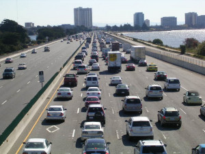 Commuters sit in traffic on the 80 freeway, headed towards San ...