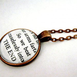 The Great Gatsby Quotes Book Page Necklace - Borne Back Ceaselessly ...