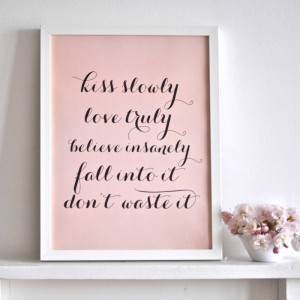 Kiss Slowly Blush Pink Poster