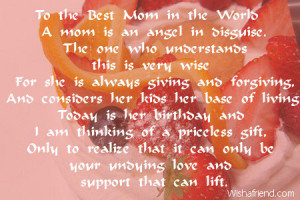 to the best mom in the world a mom is an angel in disguise the one who ...