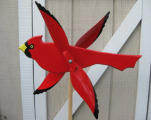 Large Cardinal bird whirligig /with mounting post/ Red bird ...