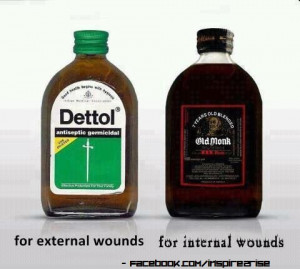 Dettol vs. Old monk - wound healers