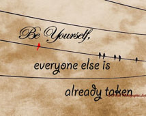 Be Yourself Quote, Bires on Wire Ty pography Matted Picture Art Print ...