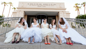 ... Jillian and Emily sit on the steps of the LDS Temple in Mesa, Arizona