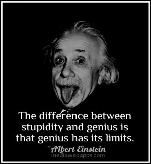 ... stupidity and genius is that genius has its limits – Albert Einstein