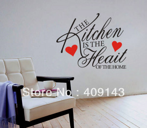 The-Kitchen-is-the-Heart-Shaped-Removable-Vinyl-Wall-art-quote-Sticker ...