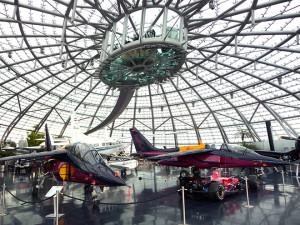 At the center of Hangar 7's ceiling, Dornier Alpha Jets