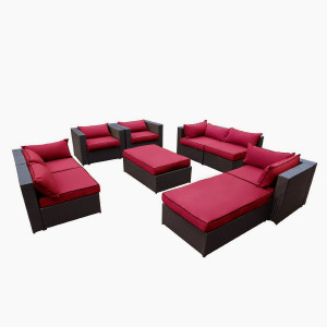 Outdoor Patio Rattan Wicker Furniture Sectional Sofa Garden Furniture ...