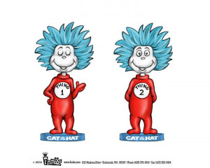 Thing 1 Thing 2 Blue Wig The Cat In The Hat Dr. Seuss 3 Costume ...