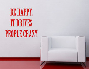 Wall Decal Be Happy Funny Quote Wall Sticker Novelty Gift for Home ...