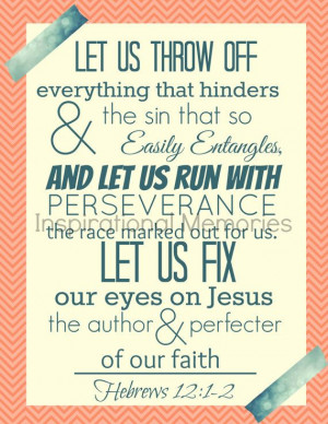 Framed Bible Verse Print Hebrews 12:1-2 