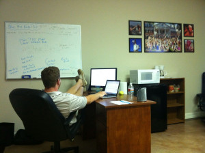 Madison Wickham/TFM Ryan Young, a cofounder of Grandex, working from ...