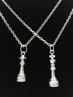 Necklaces Chess Pieces Queen And King His And by HeavenlyCharmed