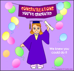Girl - Graduate with message on banner saying congratulations you have ...