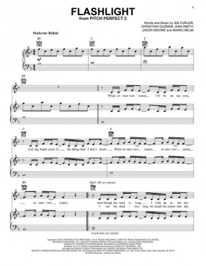 Jessie J: Flashlight sheet music from Pitch Perfect: 70 000 Partitions ...