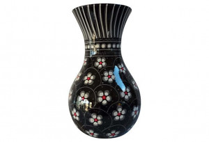 1970 Hand-Painted Majolica Red Clay Vase from Italy
