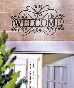 METAL WELCOME SIGN SCULPTURE WALL PLAQUE OUTDOOR PORCH PATIO FRONT ...