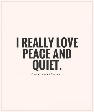 really love peace and quiet Picture Quote #1