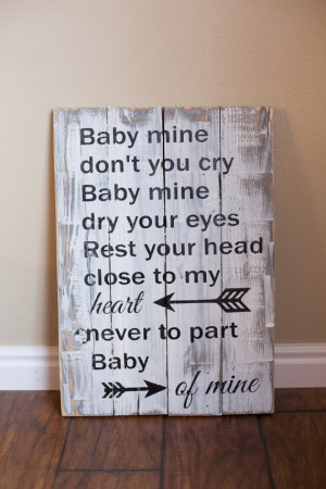 Baby Mine Black White Sign Dumbo Quote Disney Song Sign Disney Sign ...