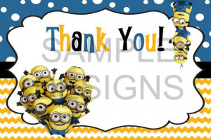 Minion Birthday 4x6 Thank You Card (Instant Download) on Etsy, $4.00