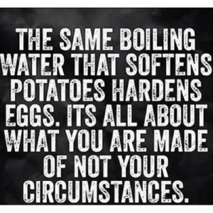 The same boiling water that softens potatoes, hardens eggs. It's all ...