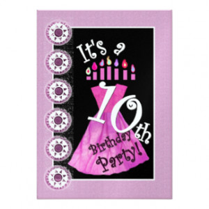 Girl 10th Birthday Party Invitation PINK Candles