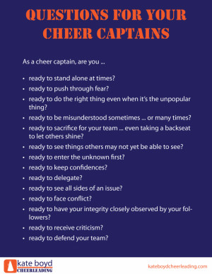 As a cheer captain, are you ready to stand alone at times?