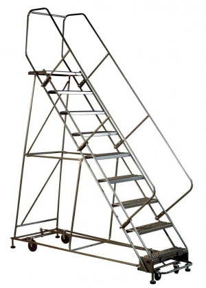 Rolling Steel Ladders with Safety Brakes