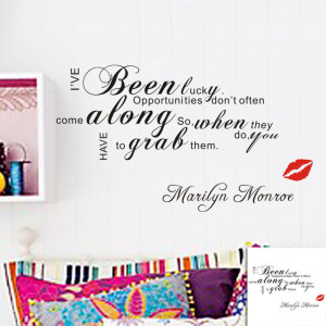 Lettering Wall Sticker Quotes Marilyn Monroe Lips Kiss Removable Vinyl ...
