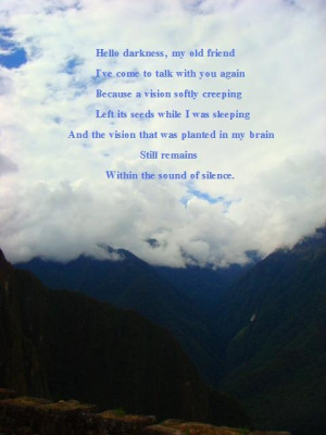 lyrics from the sound of silence by simon amp garfunkel i love this ...