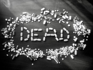 death Black and White suicide drugs dead pills