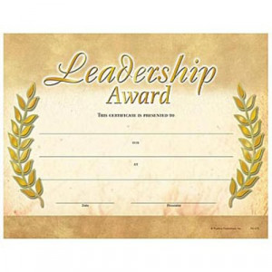 Leadership Award Gold Foil-Stamped Certificate