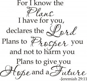 Bible verse quote Saying Vinyl lettering wall art decor Jeremiah 2911