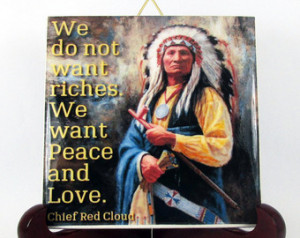 Native American Ceramic Tile Chief Red Cloud with Quote Oglala Lakota ...