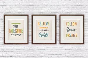 Art Quotes & Signs Quote print set of three, Shabby chic wall art ...