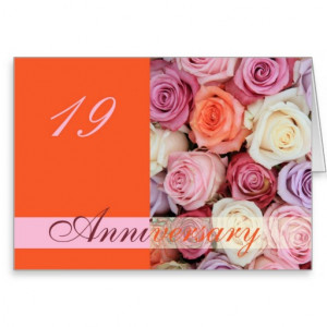 19th Wedding Anniversary Card pastel roses