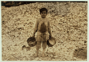 -picker, five years old, and a mountain of child-labor oyster shells ...