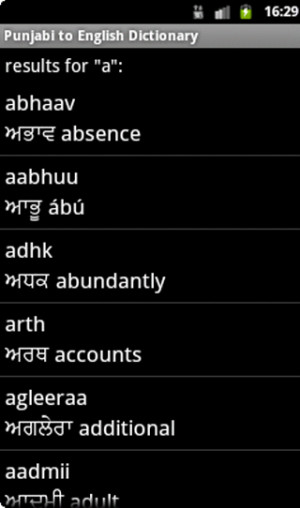 Punjabi to English Dictionary - screenshot